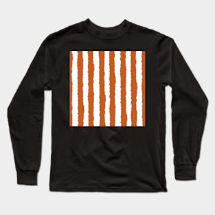 Rust Orange Vertical Stripe Seamless Pattern Long Sleeve T-Shirt